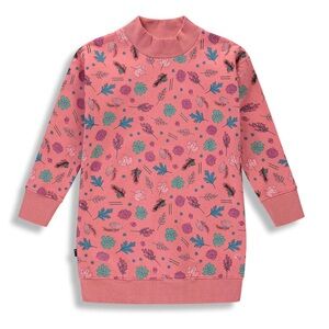 BIRDZ EUC Fleece Lined Floral Foliage Ribbed Mock Neck Sweatshirt